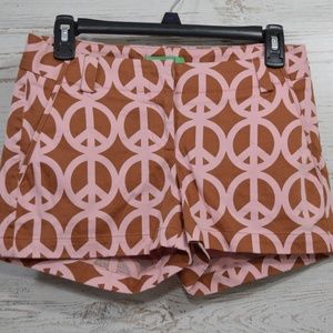 Jules Reid  Brown & Pink Peace Sign Shorts  Size 2